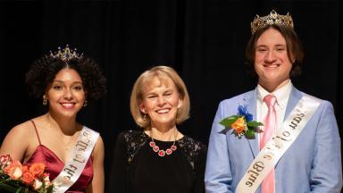 Beau of the Blue Cole Kelly, GC President Rosemary Allen, and Belle of the Blue Krysta Callinan 